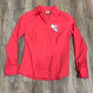 Hot pink button down long sleeve shirt